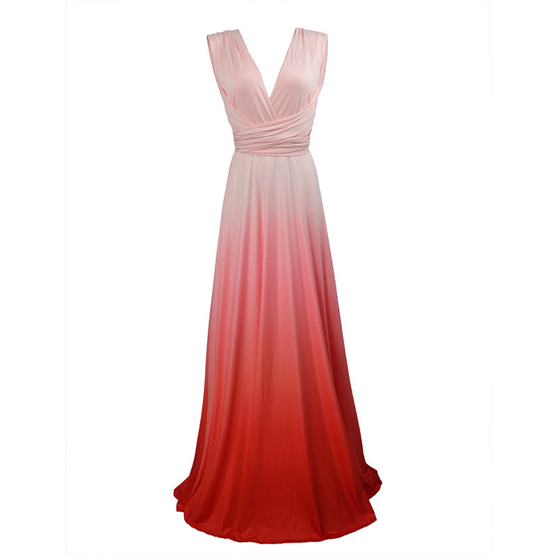 Amazon Ebay Cross-border Explosions Multi-wear Cross Backless Sexy Strap Gradient Dress Dress