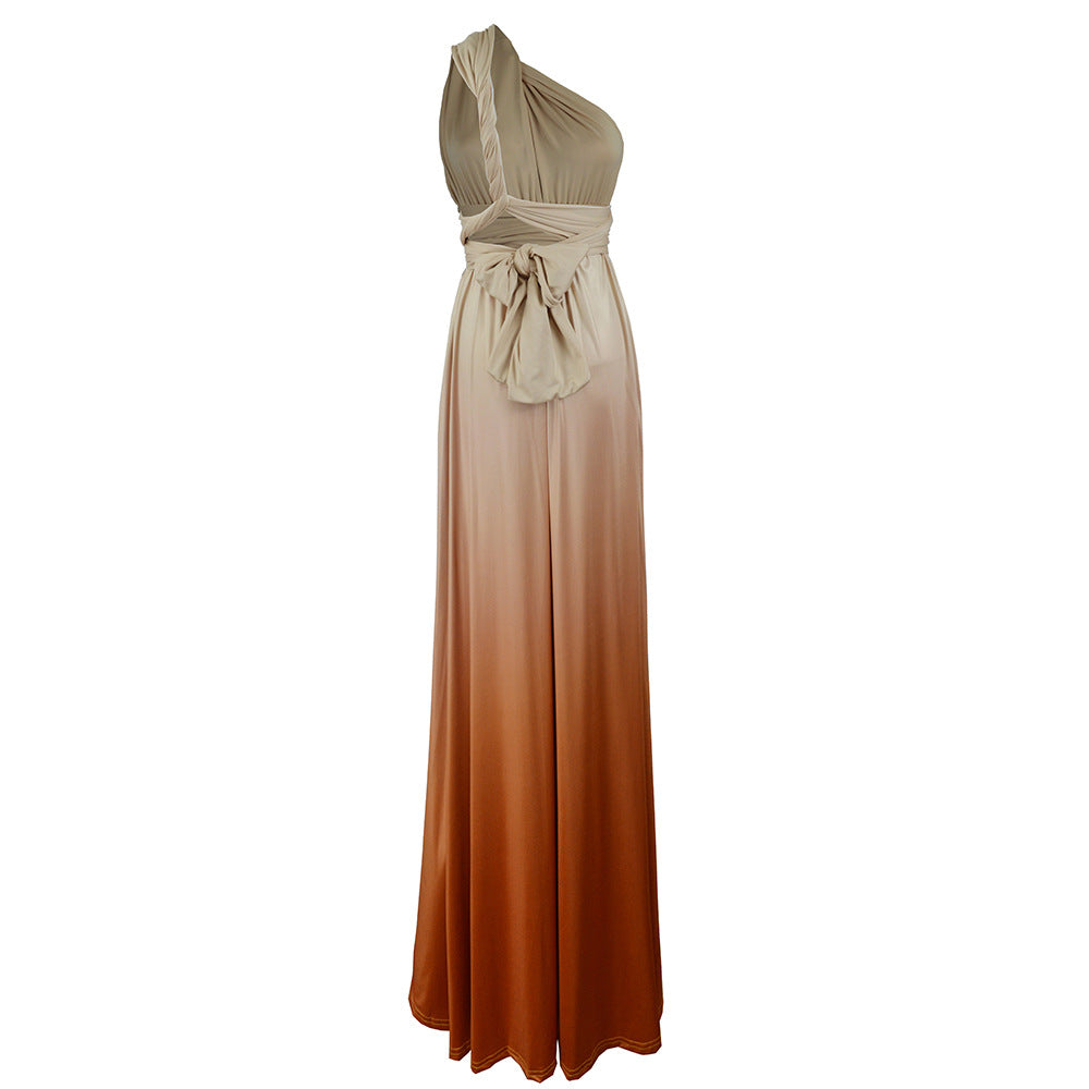 Amazon Ebay Cross-border Explosions Multi-wear Cross Backless Sexy Strap Gradient Dress Dress
