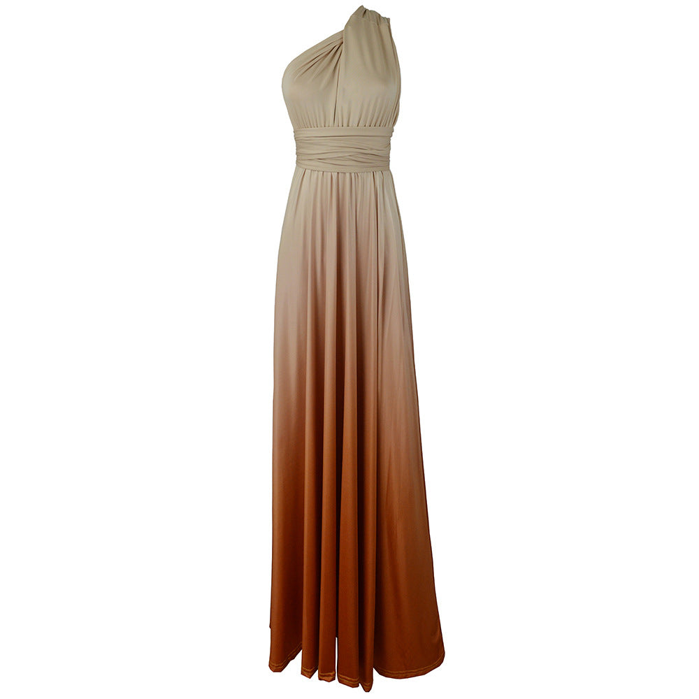 Amazon Ebay Cross-border Explosions Multi-wear Cross Backless Sexy Strap Gradient Dress Dress