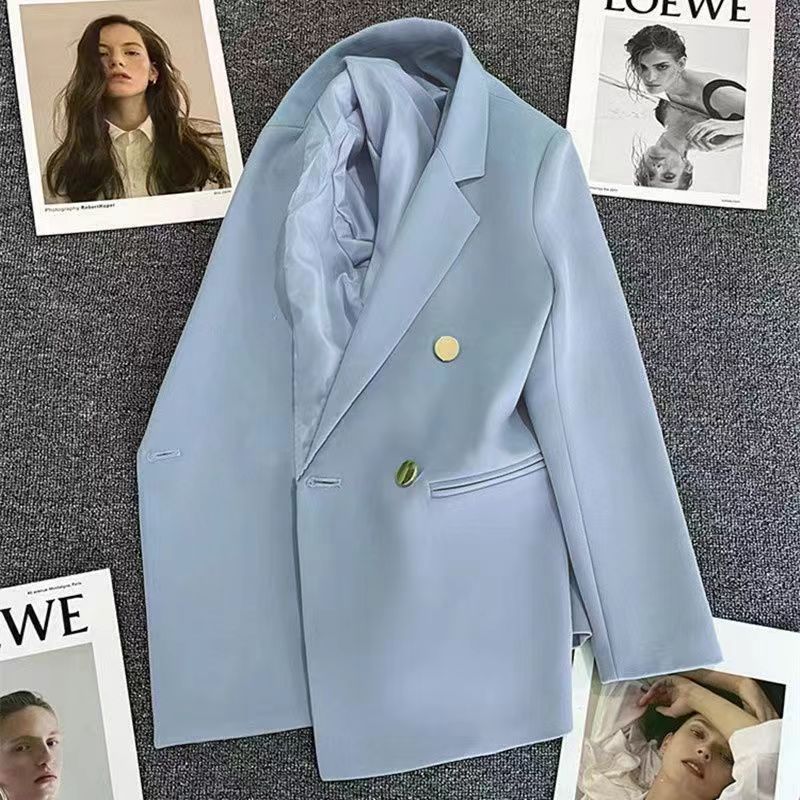 Women's Double-Breasted Blazer – Elegant Tailored Business Jacket, Luxury Women's Double-Breasted Blazer – Professional Business Coat