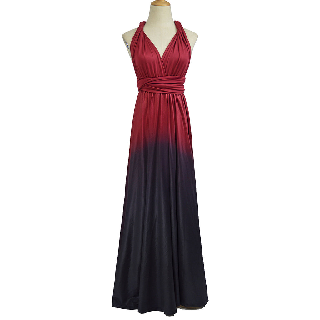 Amazon Ebay Cross-border Explosions Multi-wear Cross Backless Sexy Strap Gradient Dress Dress