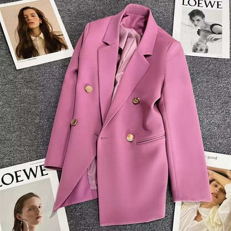 Women's Double-Breasted Blazer – Elegant Tailored Business Jacket, Luxury Women's Double-Breasted Blazer – Professional Business Coat