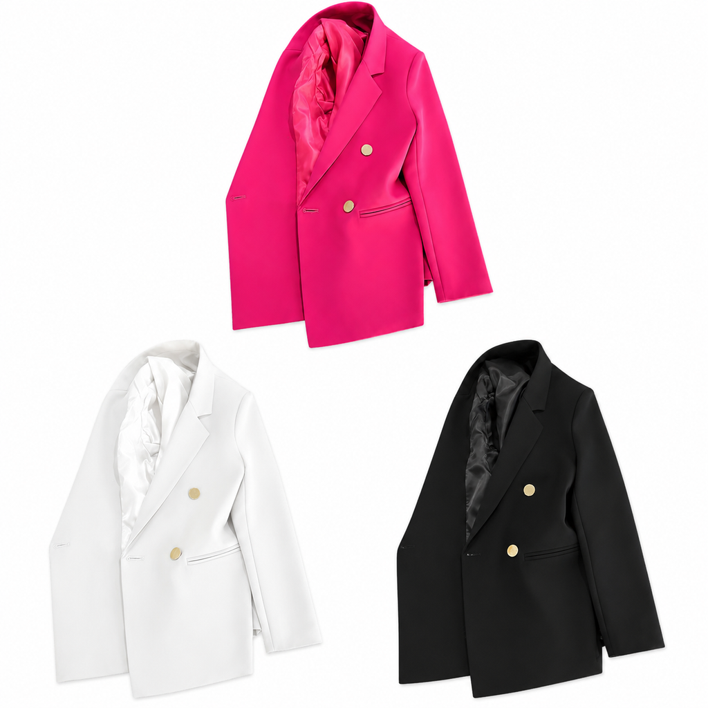 Women's Double-Breasted Blazer – Elegant Tailored Business Jacket, Luxury Women's Double-Breasted Blazer – Professional Business Coat