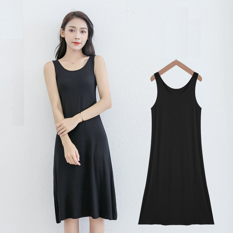 Spring and Summer modal bottoming suspender skirt women's underskirt versatile loose sleeveless vest skirt plus size dress
