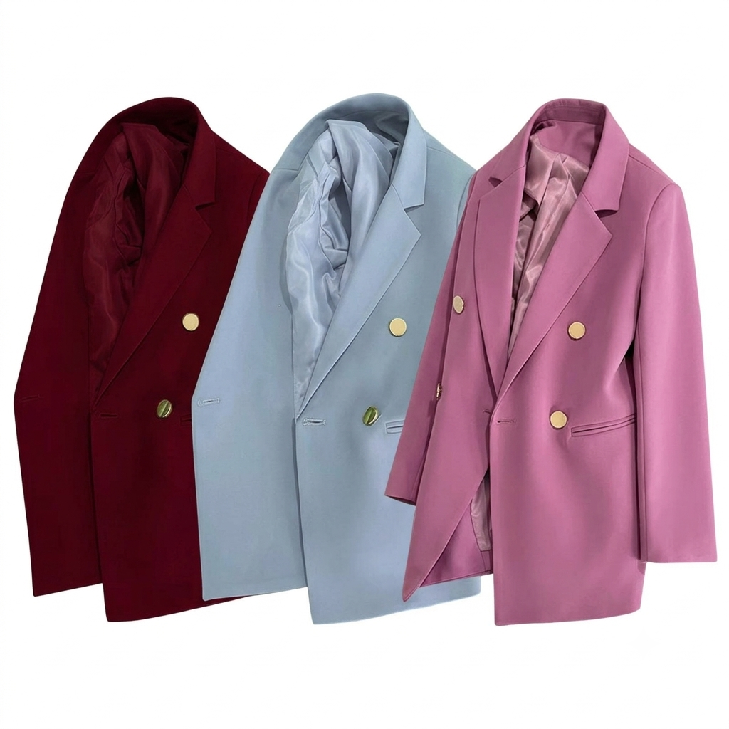Women's Double-Breasted Blazer – Elegant Tailored Business Jacket, Luxury Women's Double-Breasted Blazer – Professional Business Coat