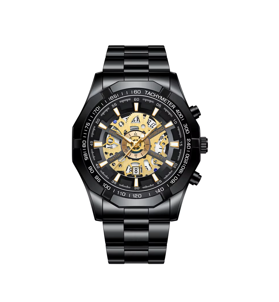Binbond Mens Watches Top Brand Luxury Stainless Steel Waterproof Hollow Out Blue Big Male Wristwatches Relogio Masculino 2023