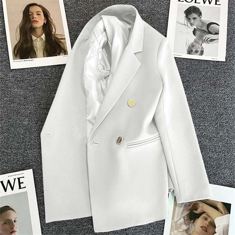 Women's Double-Breasted Blazer – Elegant Tailored Business Jacket, Luxury Women's Double-Breasted Blazer – Professional Business Coat