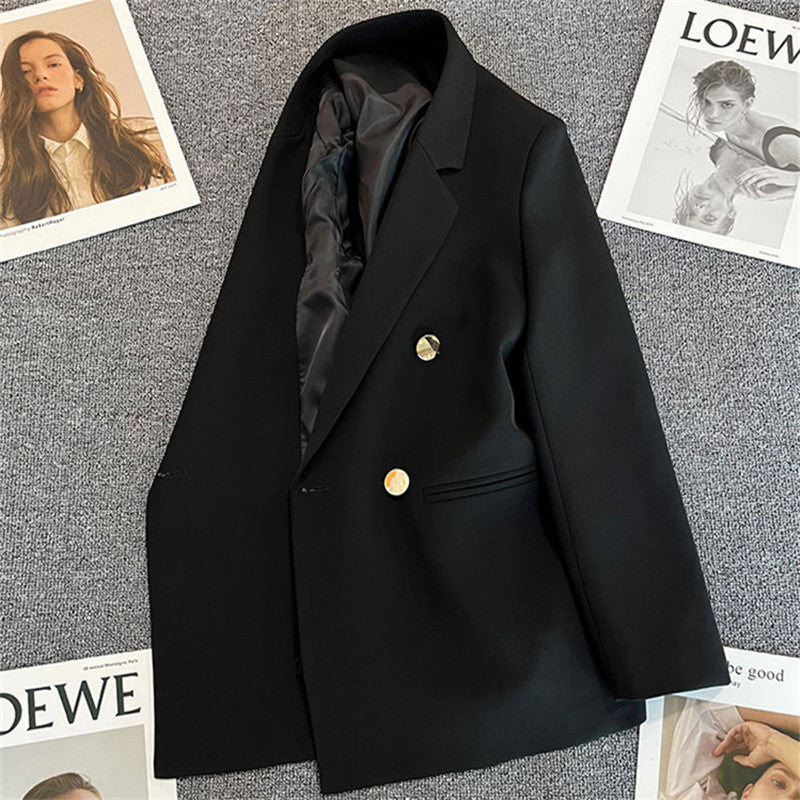 Women's Double-Breasted Blazer – Elegant Tailored Business Jacket, Luxury Women's Double-Breasted Blazer – Professional Business Coat