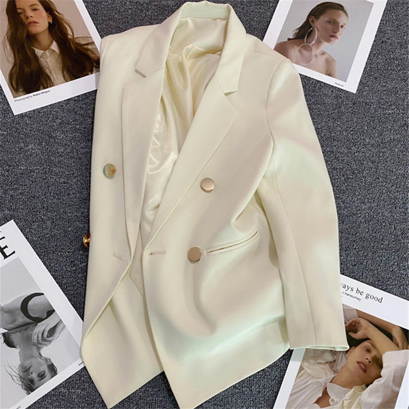 Women's Double-Breasted Blazer – Elegant Tailored Business Jacket, Luxury Women's Double-Breasted Blazer – Professional Business Coat