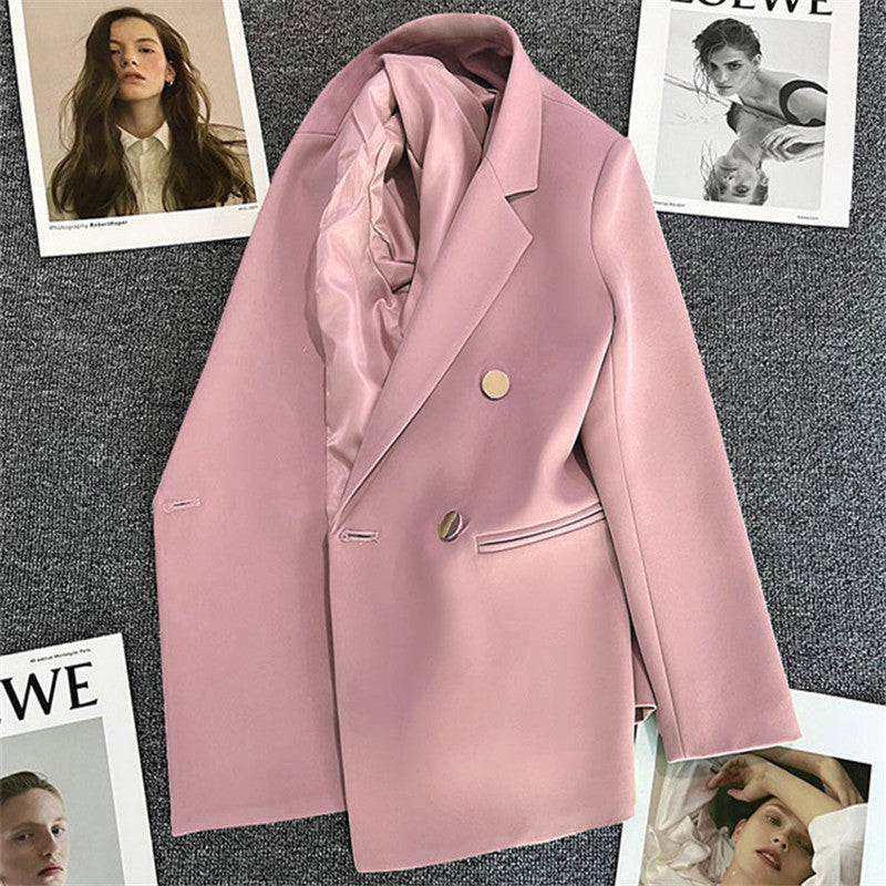 Women's Double-Breasted Blazer – Elegant Tailored Business Jacket, Luxury Women's Double-Breasted Blazer – Professional Business Coat