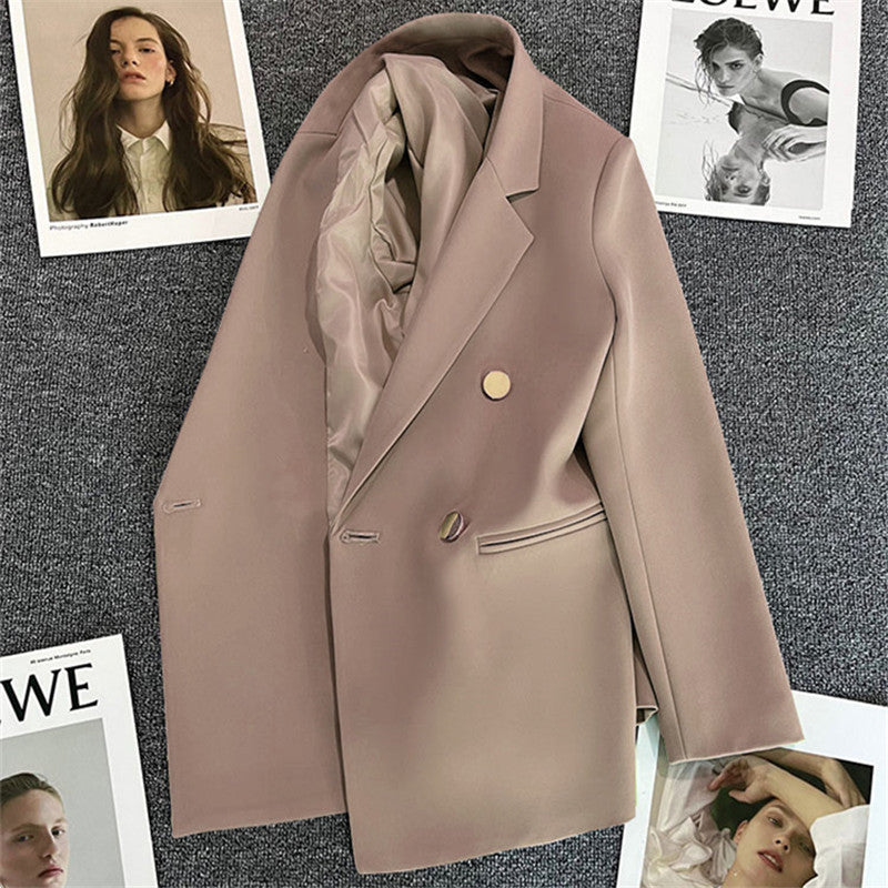 Women's Double-Breasted Blazer – Elegant Tailored Business Jacket, Luxury Women's Double-Breasted Blazer – Professional Business Coat