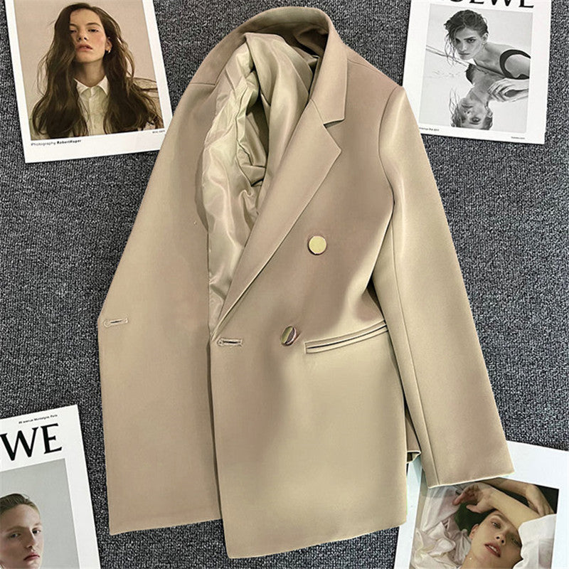 Women's Double-Breasted Blazer – Elegant Tailored Business Jacket, Luxury Women's Double-Breasted Blazer – Professional Business Coat