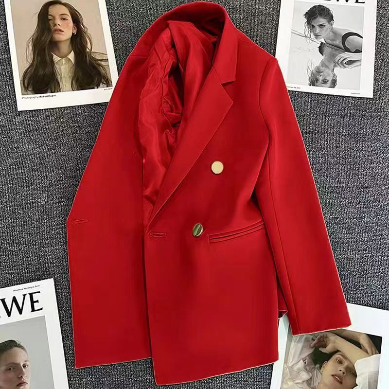 Women's Double-Breasted Blazer – Elegant Tailored Business Jacket, Luxury Women's Double-Breasted Blazer – Professional Business Coat
