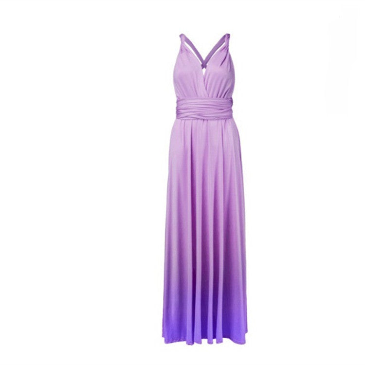 Amazon Ebay Cross-border Explosions Multi-wear Cross Backless Sexy Strap Gradient Dress Dress