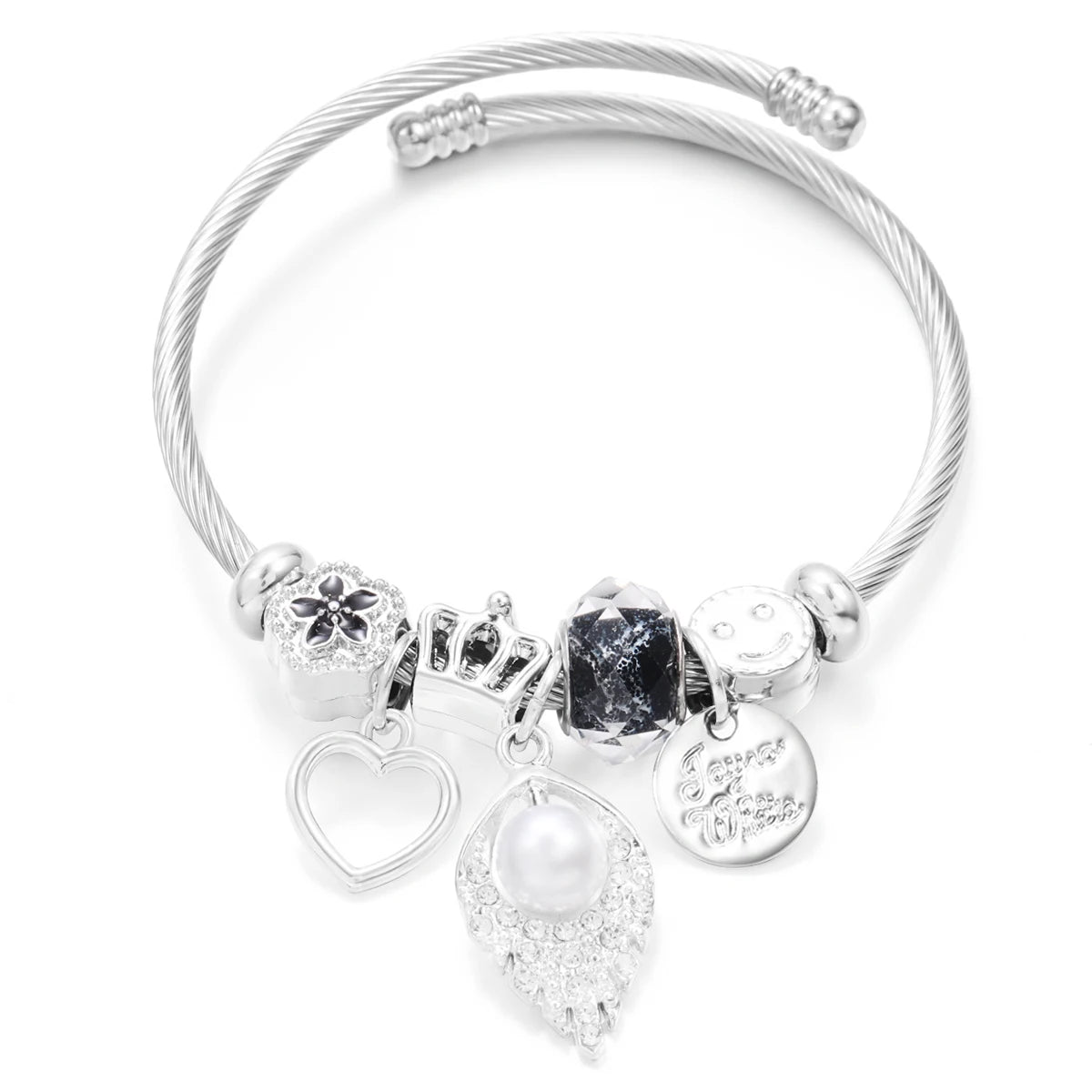New Butterfly Crystal Tree of Life Beaded Pendant Bracelet Stainless Steel 4 Colors Closure Bangles Women Bracelet Accessories