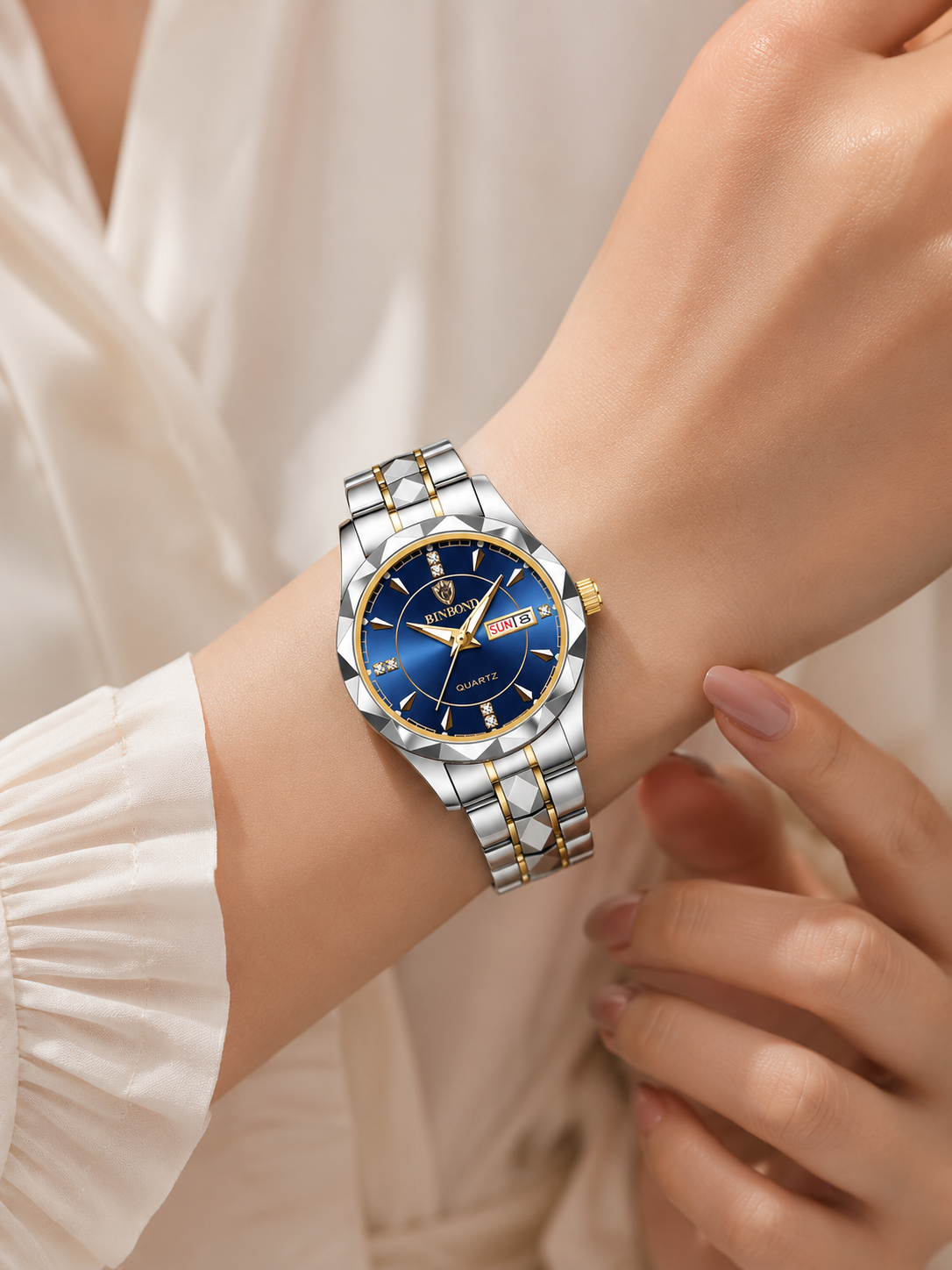 BINBOND B5552 New Luxury Brand Quartz Womens Watches 30M Waterproof Luminous Date Wristwatch Fashion Business Womens Watches