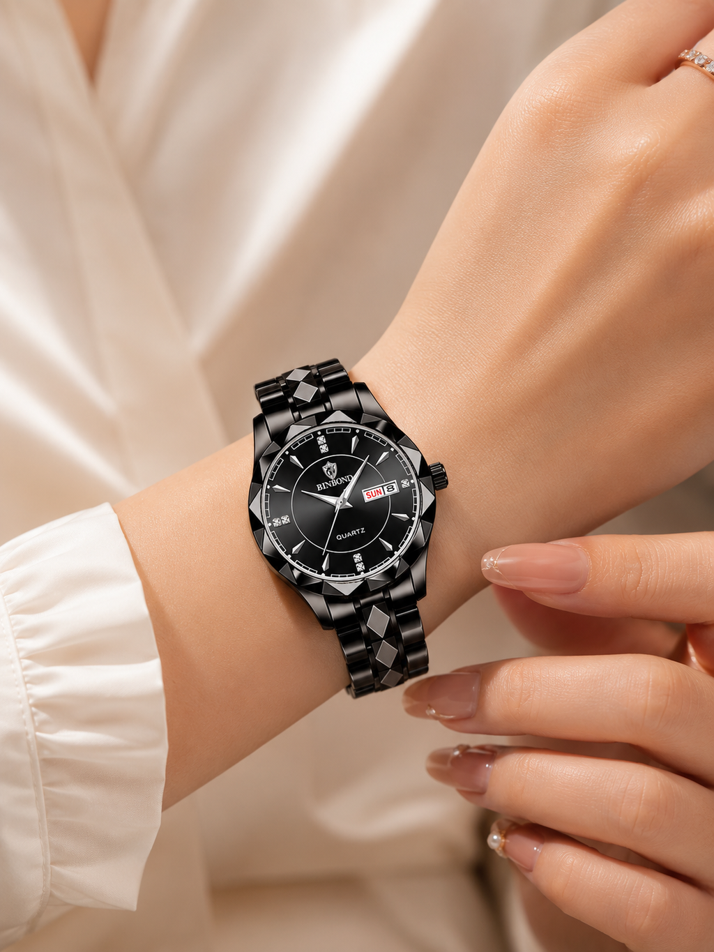 BINBOND B5552 New Luxury Brand Quartz Womens Watches 30M Waterproof Luminous Date Wristwatch Fashion Business Womens Watches