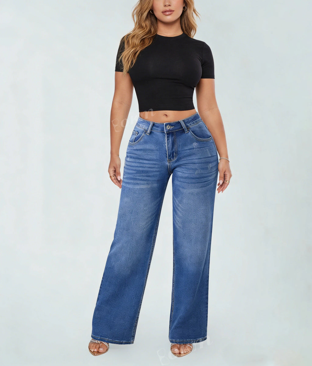 Drop Shipping High Waist Flare Denim Tummy Control Stretch Pants Butt Lifting Reshaping Shaping ReDefine BBL Jeans for Women