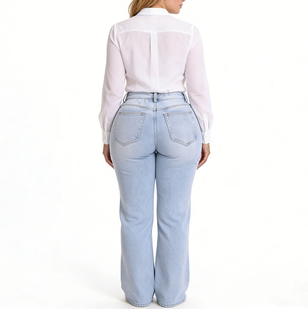 Drop Shipping High Waist Flare Denim Tummy Control Stretch Pants Butt Lifting Reshaping Shaping ReDefine BBL Jeans for Women