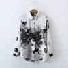 2025 Summer Fashion Satin Long-Sleeved Shirt Women Korean Style Comfortable Vintage Retro Elegant Printed Breathable Logo