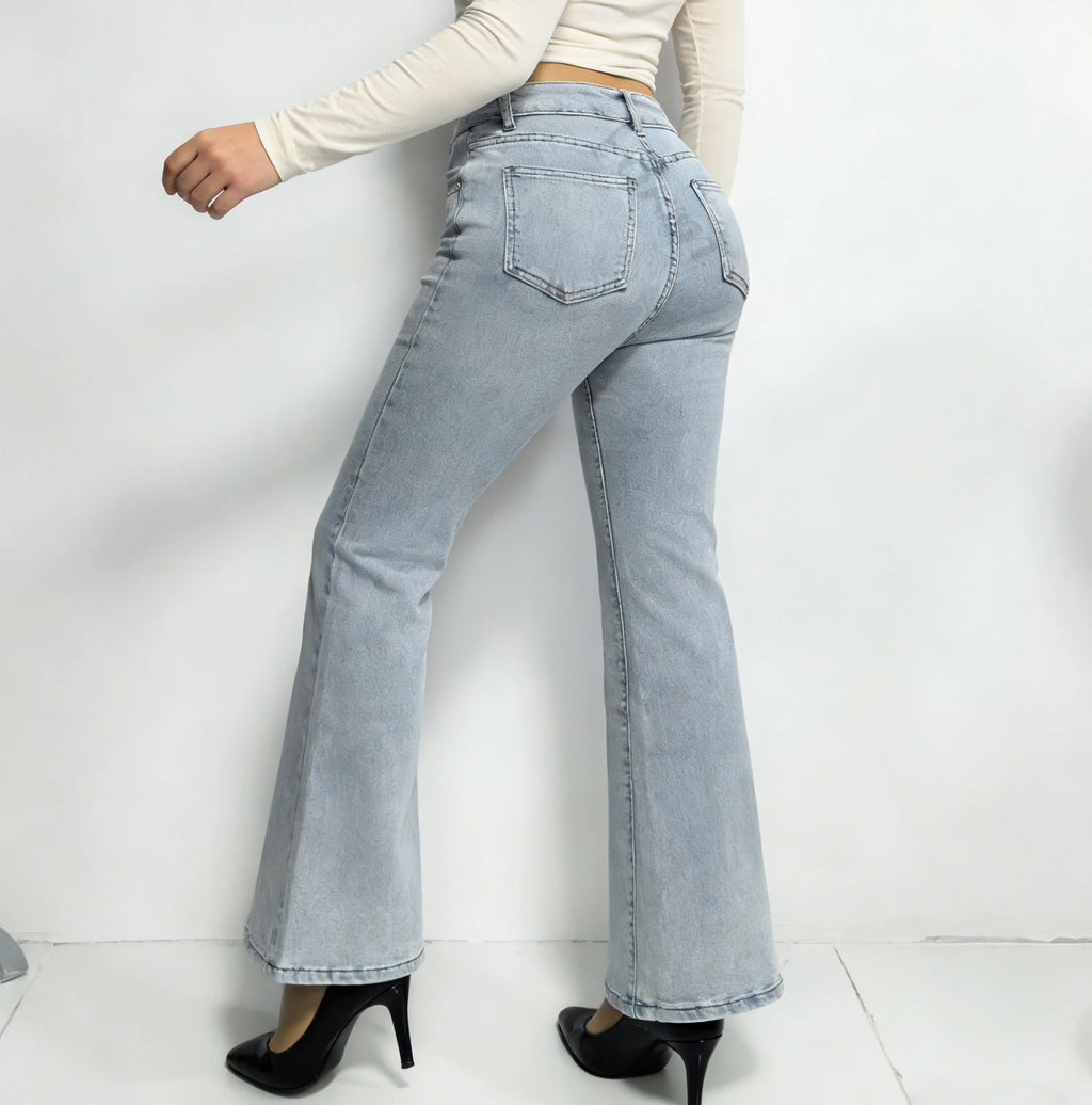 Drop Shipping High Waist Flare Denim Tummy Control Stretch Pants Butt Lifting Reshaping Shaping ReDefine BBL Jeans for Women