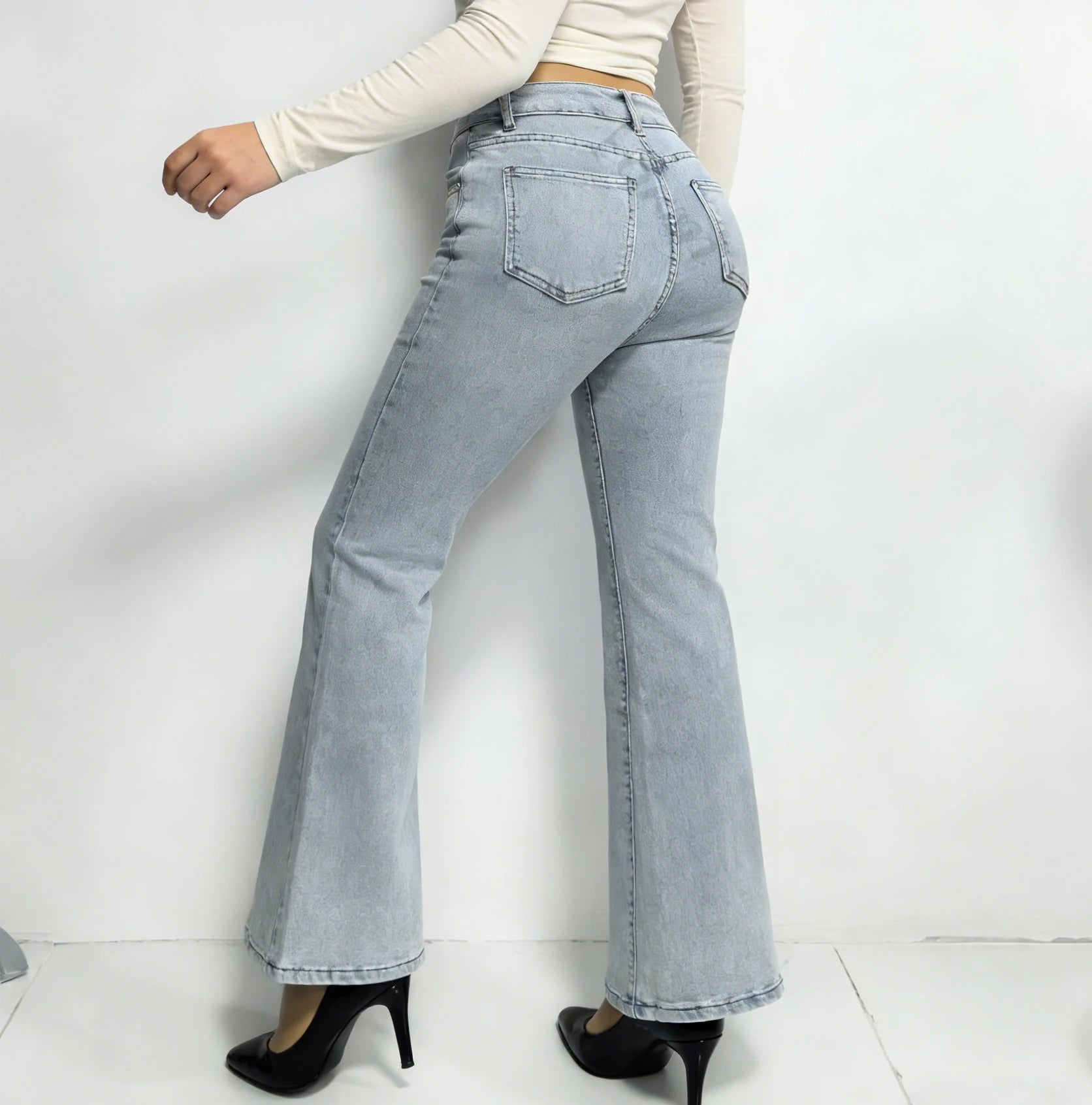 Drop Shipping High Waist Flare Denim Tummy Control Stretch Pants Butt Lifting Reshaping Shaping ReDefine BBL Jeans for Women