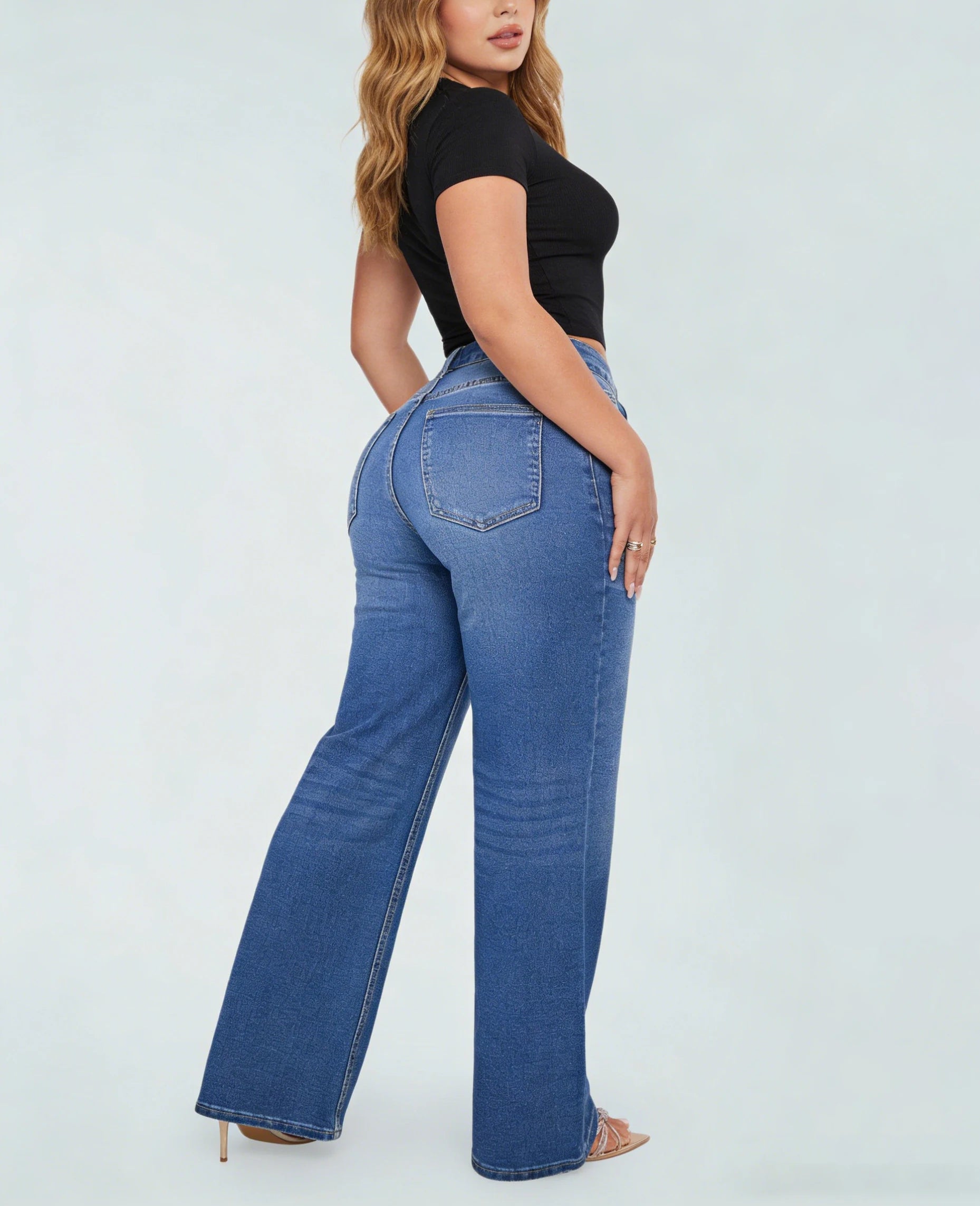 Drop Shipping High Waist Flare Denim Tummy Control Stretch Pants Butt Lifting Reshaping Shaping ReDefine BBL Jeans for Women