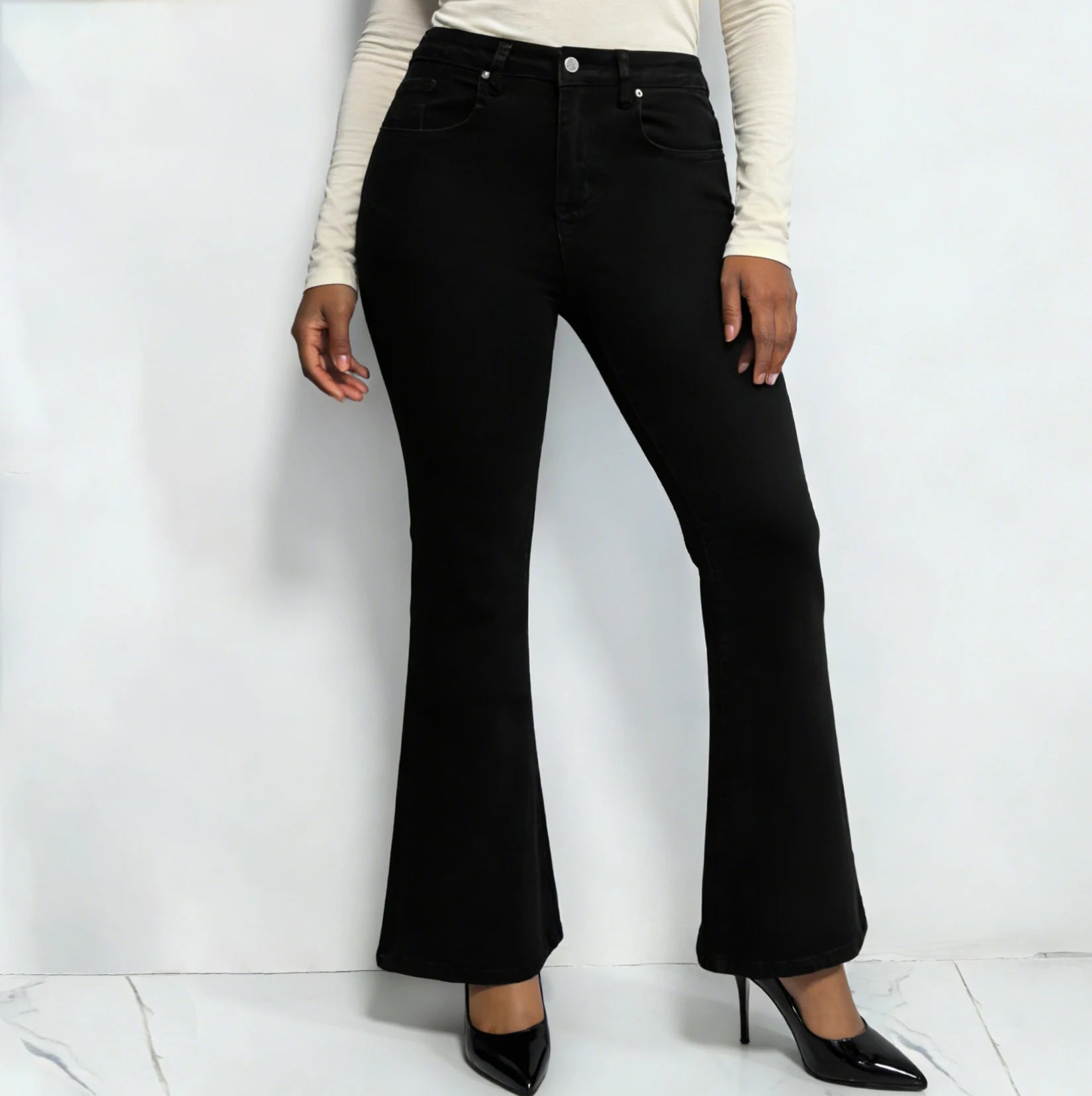 Drop Shipping High Waist Flare Denim Tummy Control Stretch Pants Butt Lifting Reshaping Shaping ReDefine BBL Jeans for Women