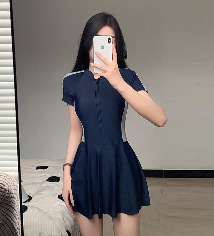 Sports Swimming Suit Women's Hot Spring Conservative Conjoined Super Fairy Ins Style Belly Covering Slimming Student's Fresh Hot Swimsuit