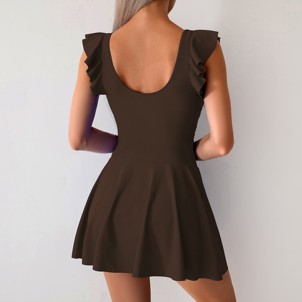 2025 Women's One-Piece Swimsuit – Modest Sporty Skirted Swim Dress, Plus-Size Tummy Control Bathing Suit, Full Coverage Swimwear for Beach & Pool
