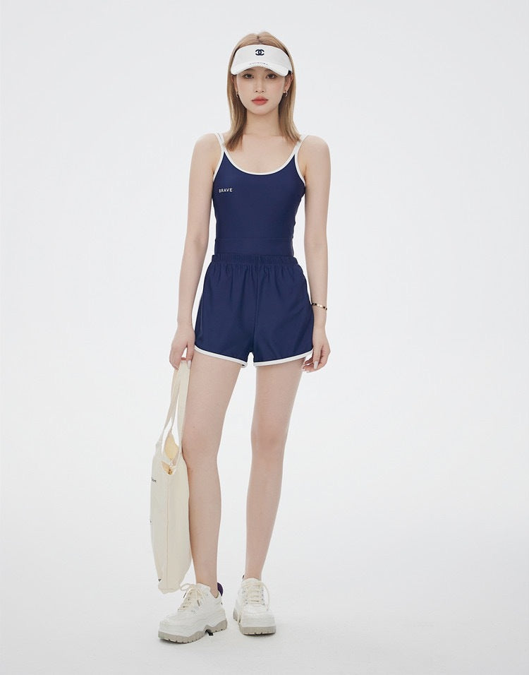 Women's Conservative One-Piece Swimsuit – Navy Blue