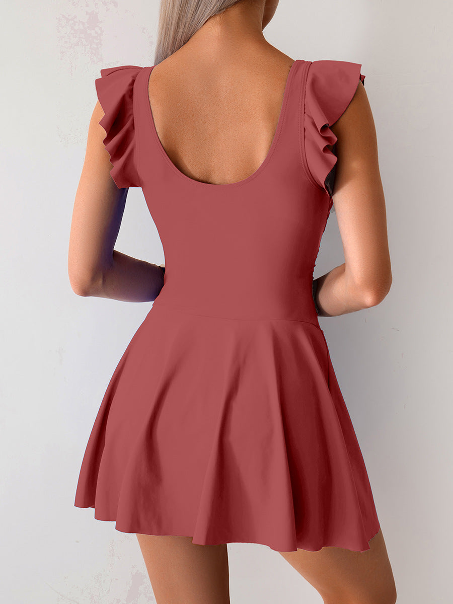 2025 Women's One-Piece Swimsuit – Modest Sporty Skirted Swim Dress, Plus-Size Tummy Control Bathing Suit, Full Coverage Swimwear for Beach & Pool
