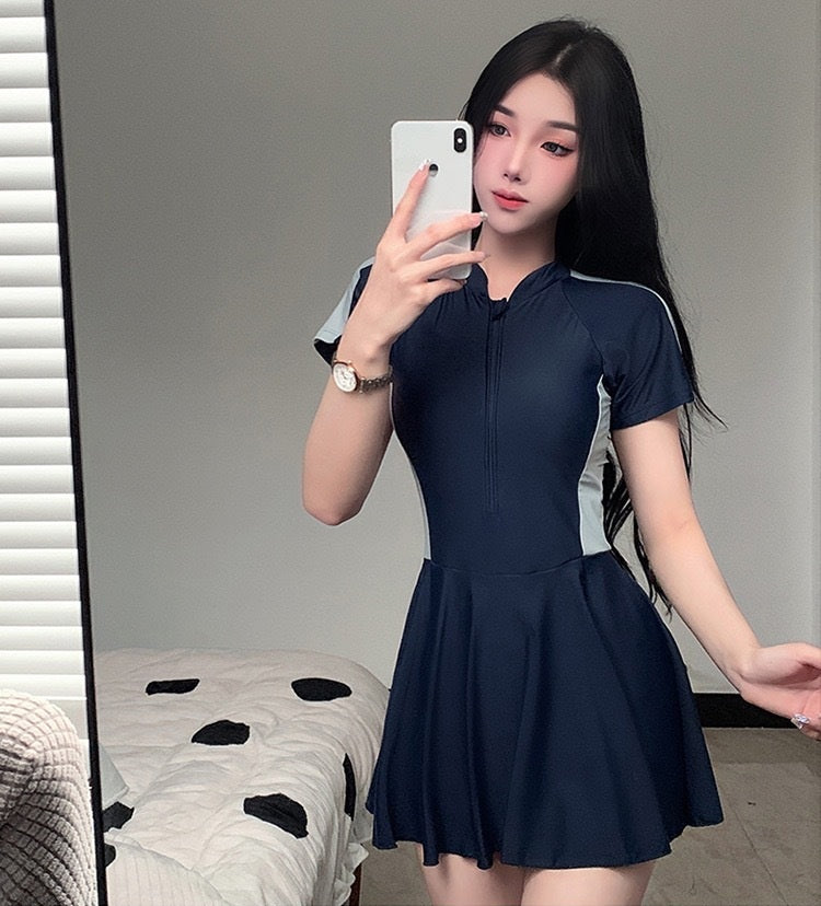 Sports Swimming Suit Women's Hot Spring Conservative Conjoined Super Fairy Ins Style Belly Covering Slimming Student's Fresh Hot Swimsuit