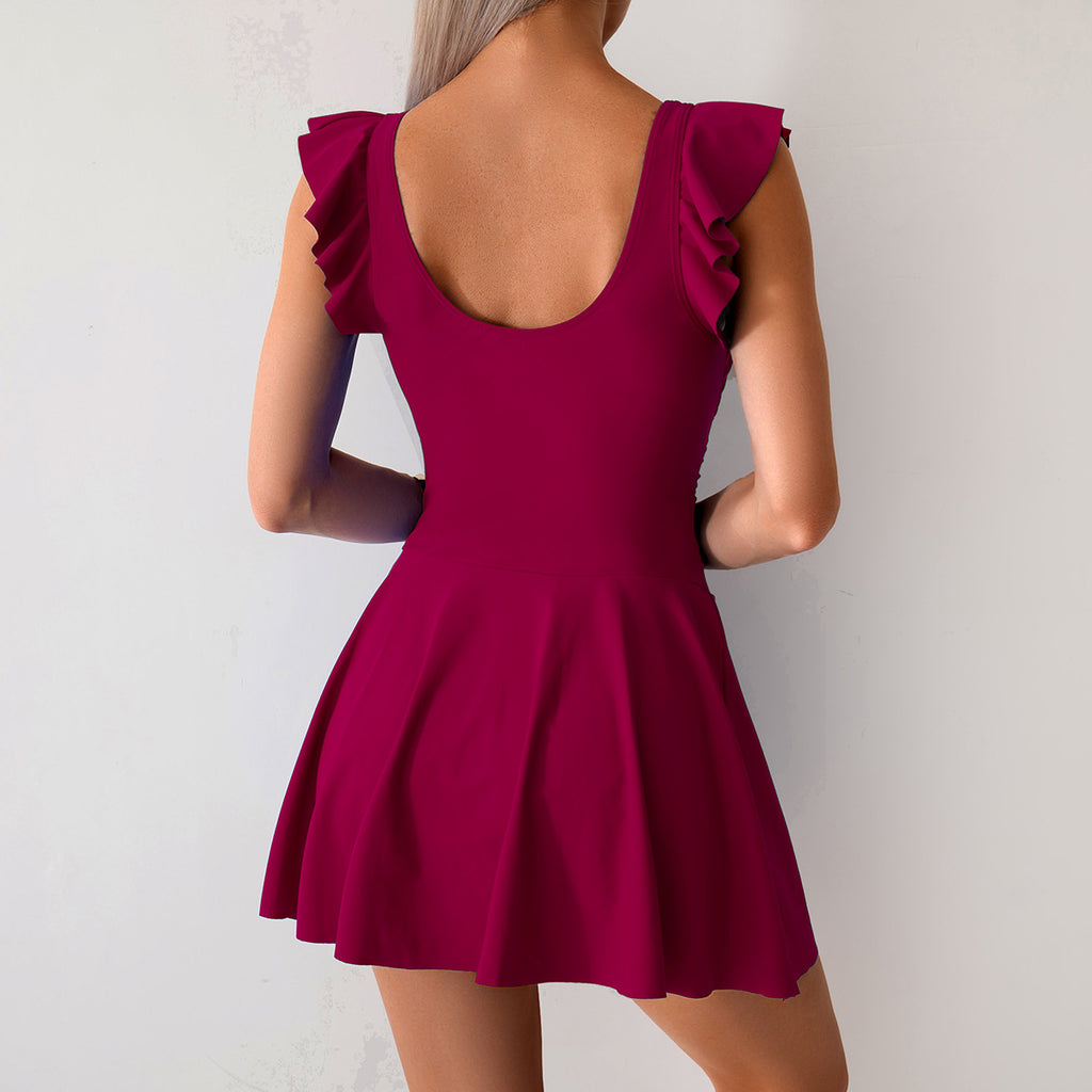 2025 Women's One-Piece Swimsuit – Modest Sporty Skirted Swim Dress, Plus-Size Tummy Control Bathing Suit, Full Coverage Swimwear for Beach & Pool