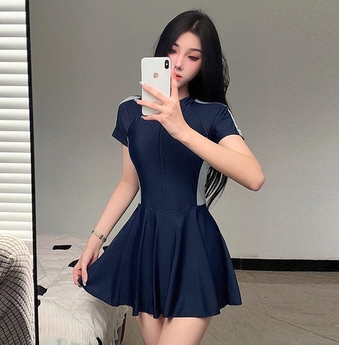 Sports Swimming Suit Women's Hot Spring Conservative Conjoined Super Fairy Ins Style Belly Covering Slimming Student's Fresh Hot Swimsuit
