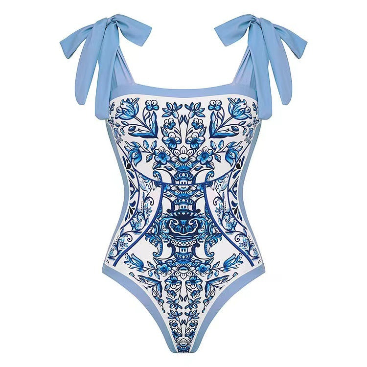 Women's Gathered Tummy Control Bikini Set with Wrap Skirt