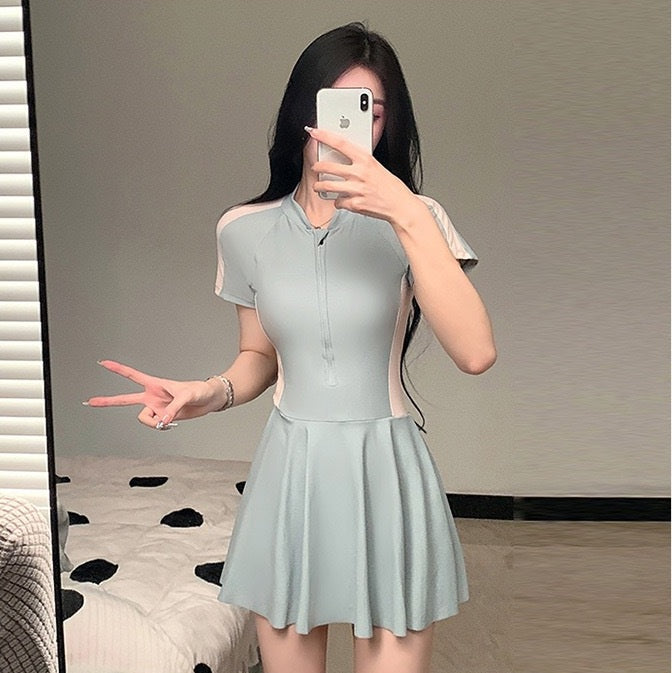 Sports Swimming Suit Women's Hot Spring Conservative Conjoined Super Fairy Ins Style Belly Covering Slimming Student's Fresh Hot Swimsuit