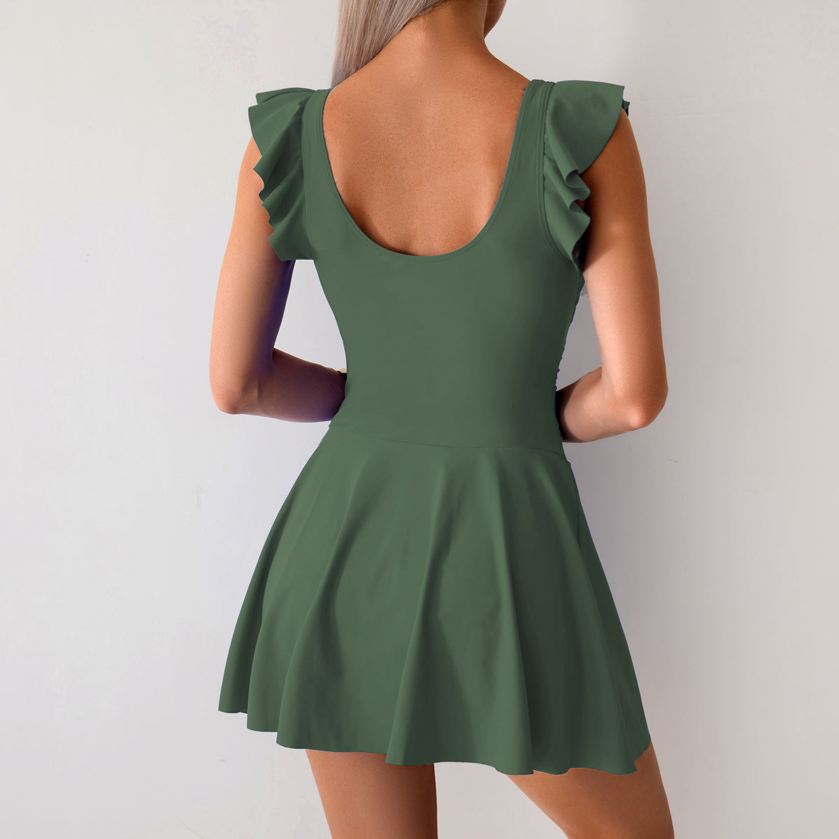 2025 Women's One-Piece Swimsuit – Modest Sporty Skirted Swim Dress, Plus-Size Tummy Control Bathing Suit, Full Coverage Swimwear for Beach & Pool