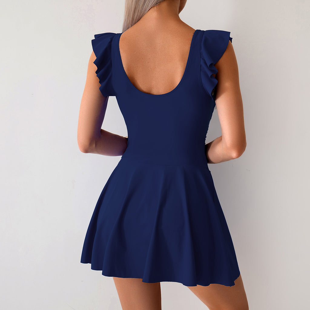2025 Women's One-Piece Swimsuit – Modest Sporty Skirted Swim Dress, Plus-Size Tummy Control Bathing Suit, Full Coverage Swimwear for Beach & Pool