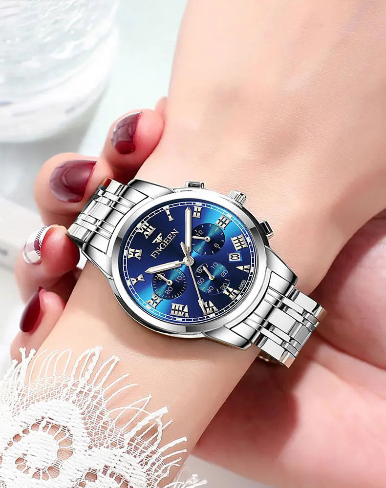 BINBOND 2pcs Couple Watches Fashion Top Brand Men Ladies for Quartz Watch Lover Waterproof Stainless Steel Watch Valentine Gift