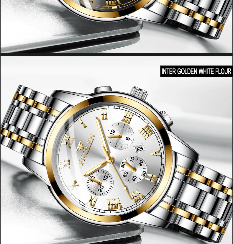 BINBOND 2pcs Couple Watches Fashion Top Brand Men Ladies for Quartz Watch Lover Waterproof Stainless Steel Watch Valentine Gift