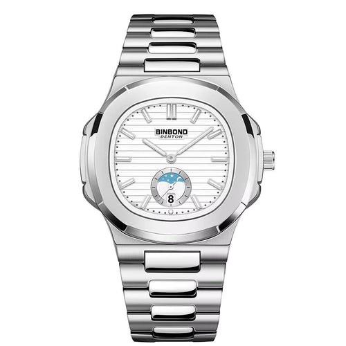 BINBOND Men's Business Quartz Watch – Stainless Steel Waterproof Wristwatch