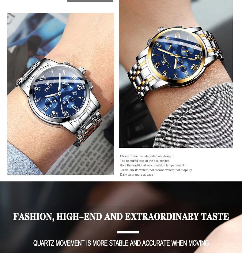 BINBOND 2pcs Couple Watches Fashion Top Brand Men Ladies for Quartz Watch Lover Waterproof Stainless Steel Watch Valentine Gift