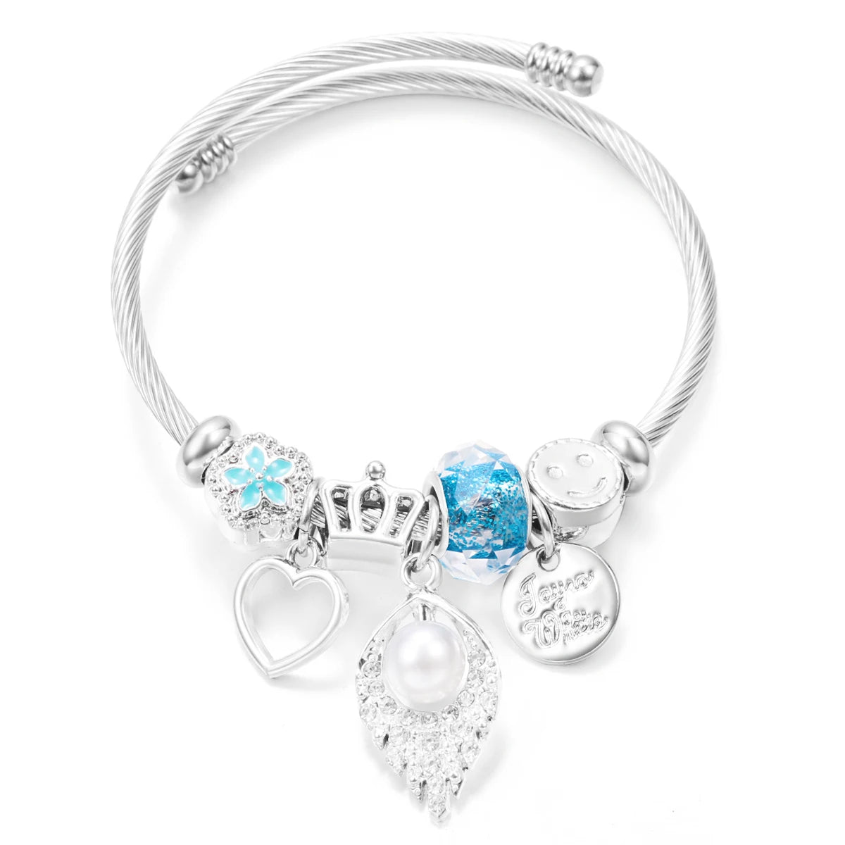 New Butterfly Crystal Tree of Life Beaded Pendant Bracelet Stainless Steel 4 Colors Closure Bangles Women Bracelet Accessories