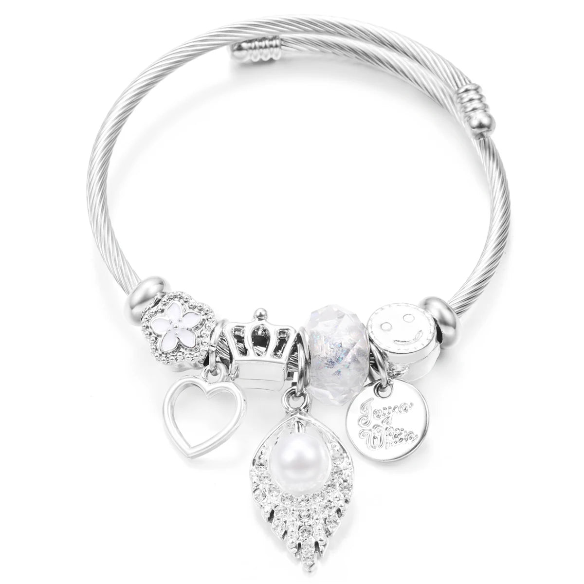 New Butterfly Crystal Tree of Life Beaded Pendant Bracelet Stainless Steel 4 Colors Closure Bangles Women Bracelet Accessories