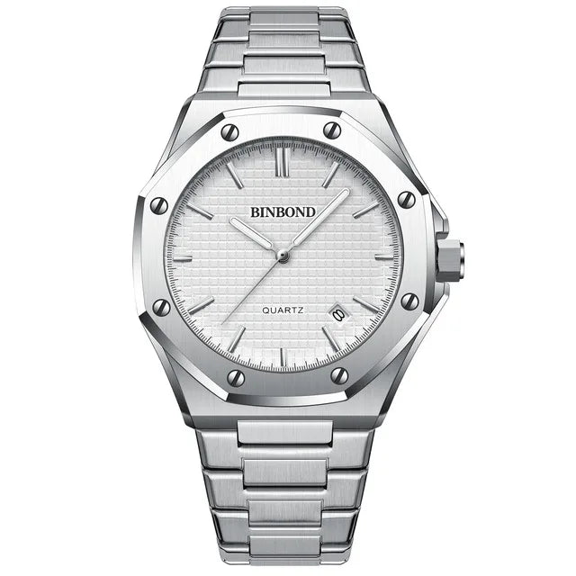 BINBOND B0233 Fashion Casual Men Watches Big Dial blackStainless Steel Calendar Quartz Wristwatch Classic Top Brand Male Clock