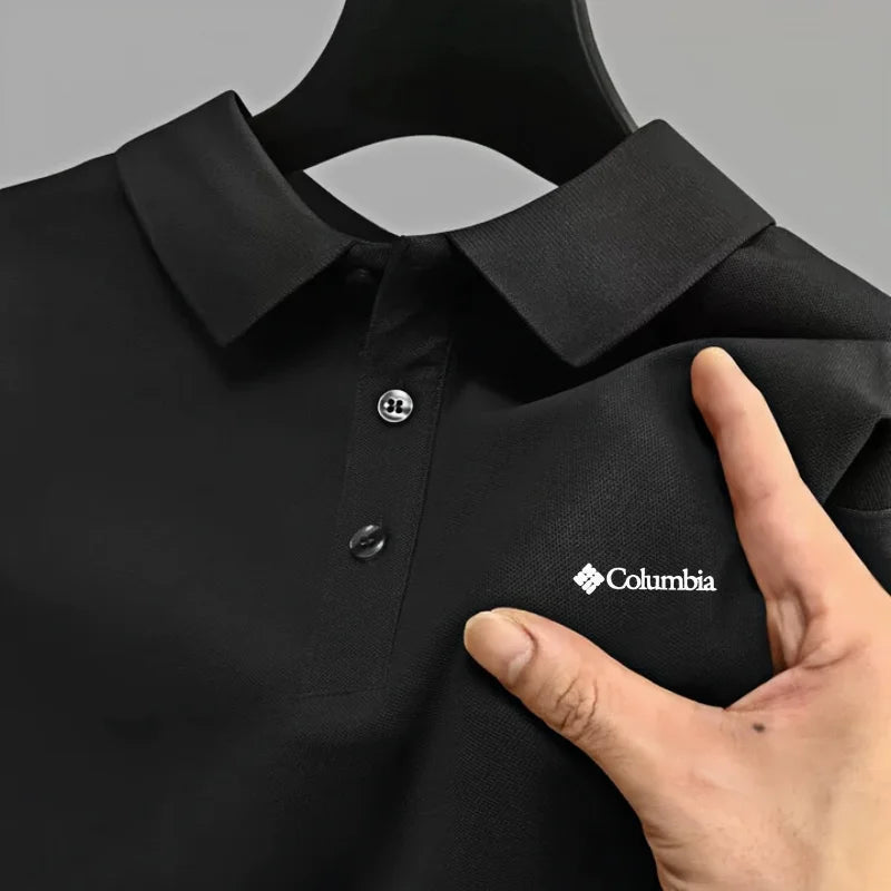 Men's short sleeved polo shirt high-quality embroidered top 2026 summer solid color comfortable