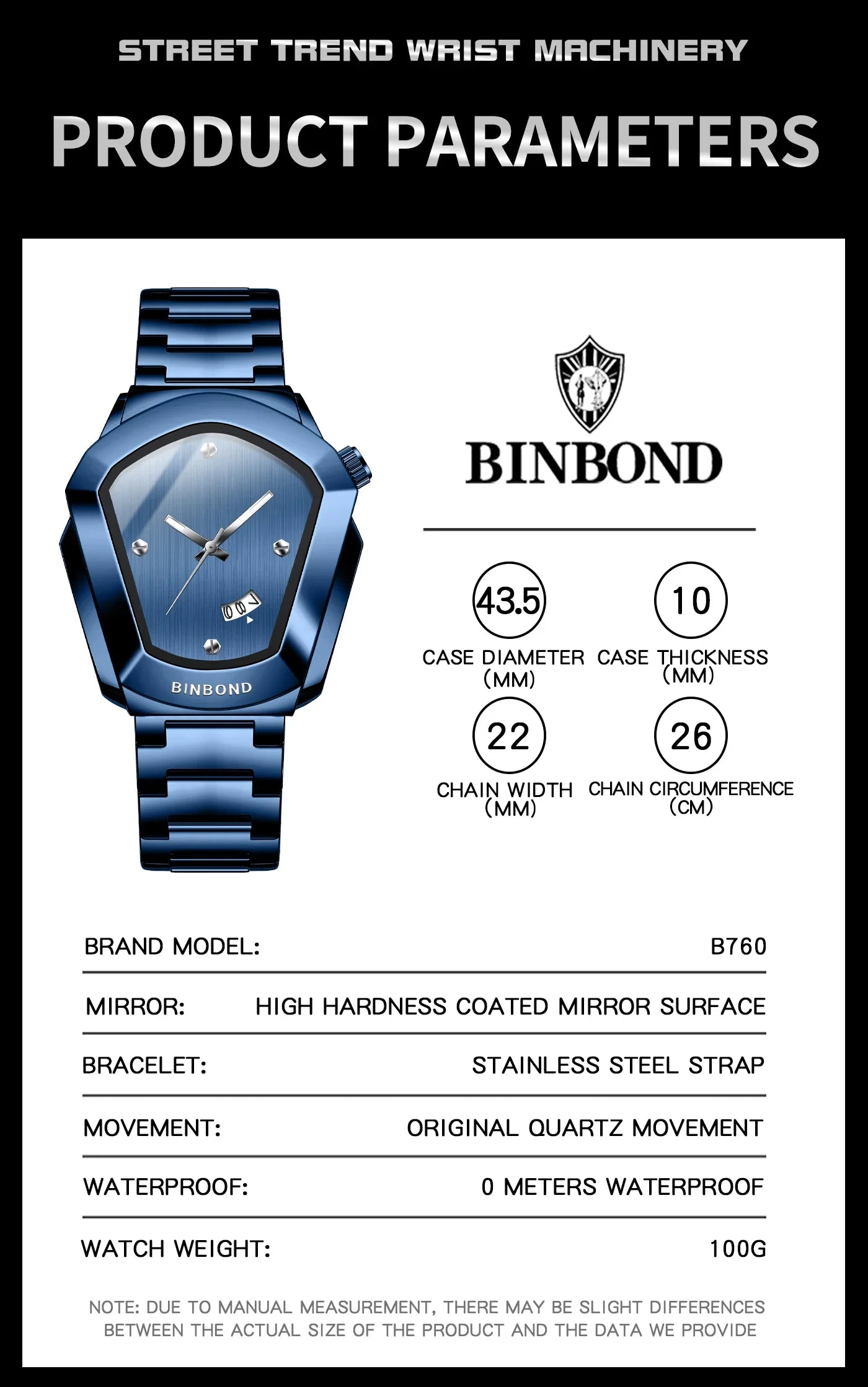 BINBOND Luxury Mens Watches Stainless Steel Strap New Concept Quartz Calendar Business Sports WristWatch Fashion Watches For Men