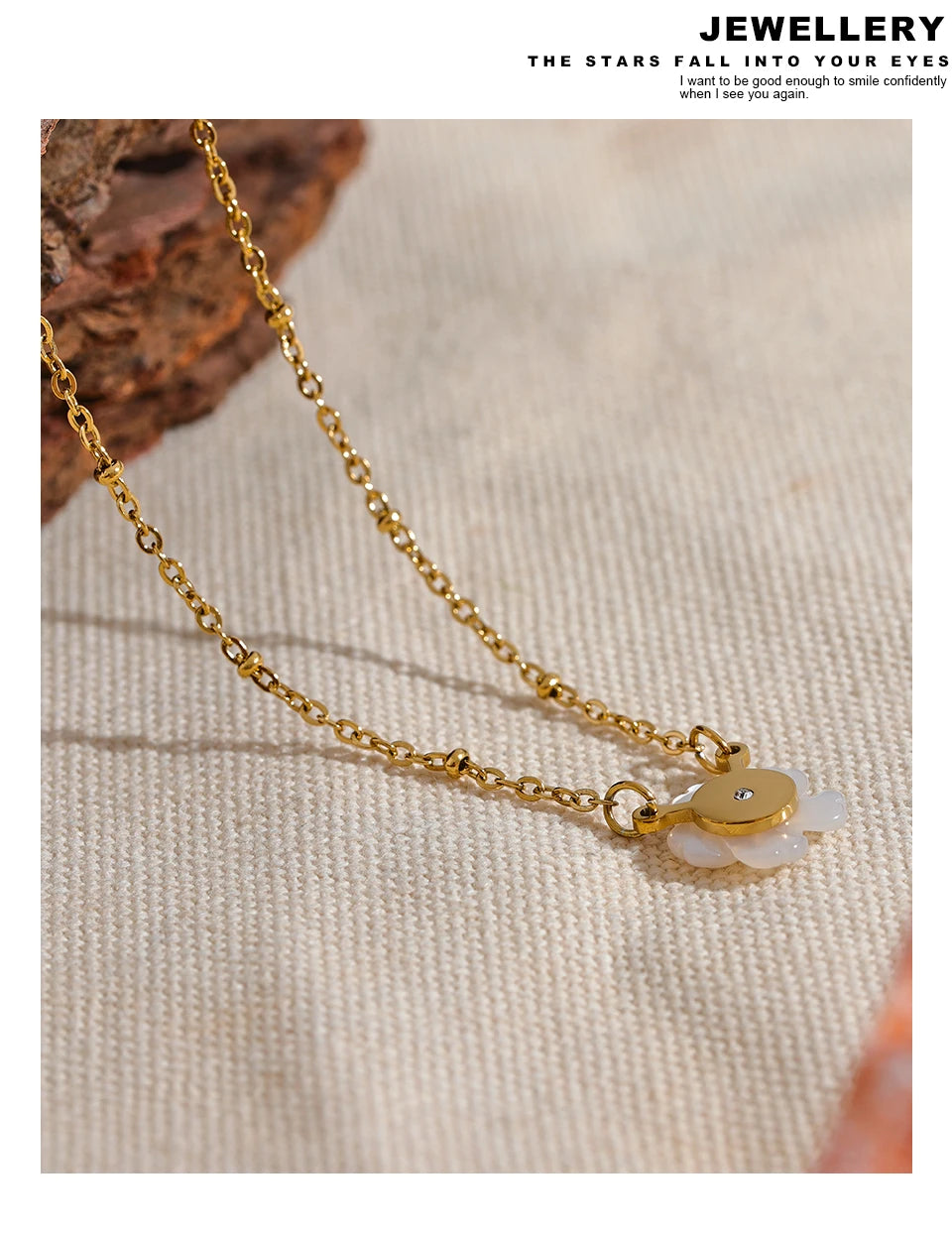 Yhpup Chic Fashion Natural Shell Flower Pendant Necklace Gift Stainless Steel Exquisite Chain Gold Color Premium Jewelry Bijoux