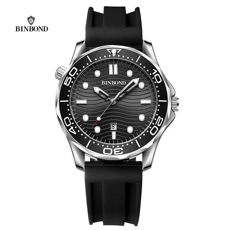 BINBOND Brand New Fashion Ultra-thin Sea Horse Series Men Business Quartz  Watches Waterproof Luminous Sports Casual Men's Watch